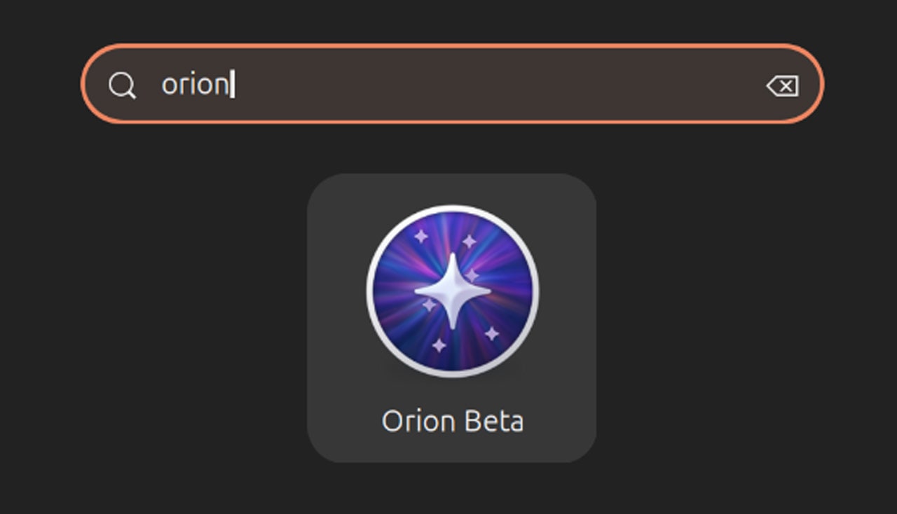 Screenshot of the Orion for Linux browser interface showing a clean web page without ads.