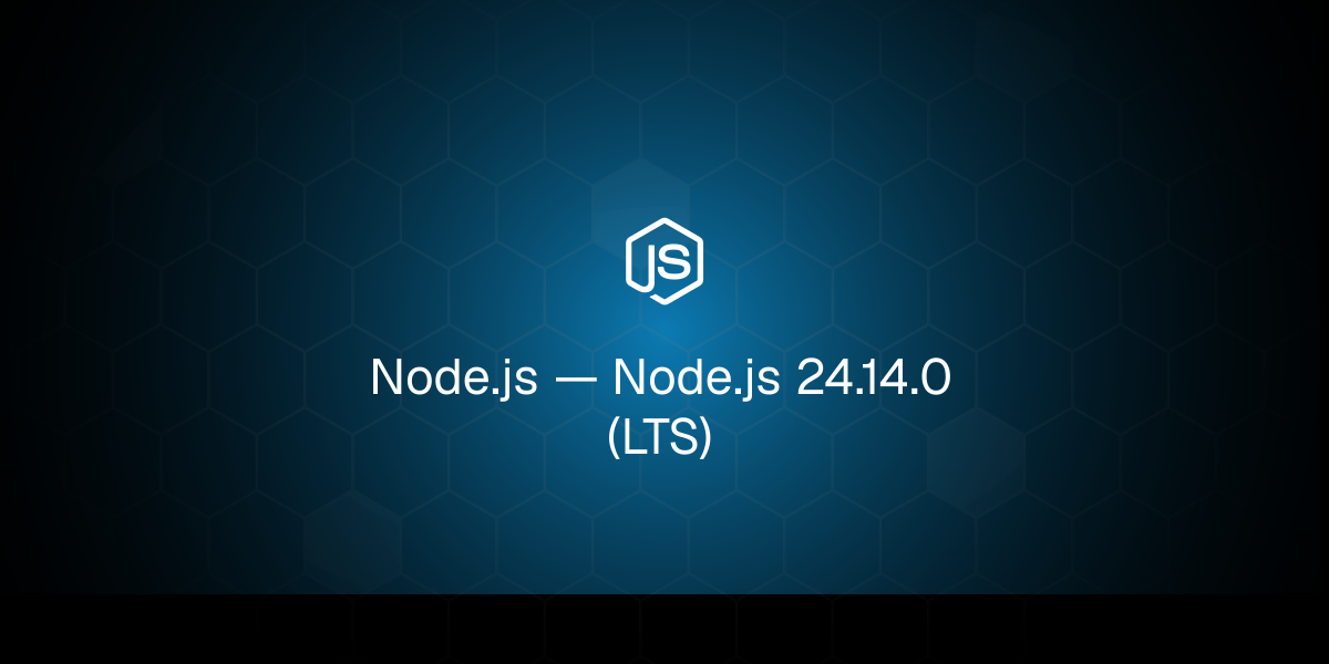 Node.js 24.14.0 LTS release artwork featuring changelog highlights and performance graphs