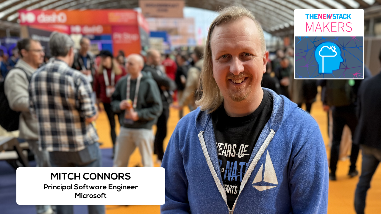 Mitch Connors at KubeCon discussing Microsoft's invisible service mesh on Azure Kubernetes