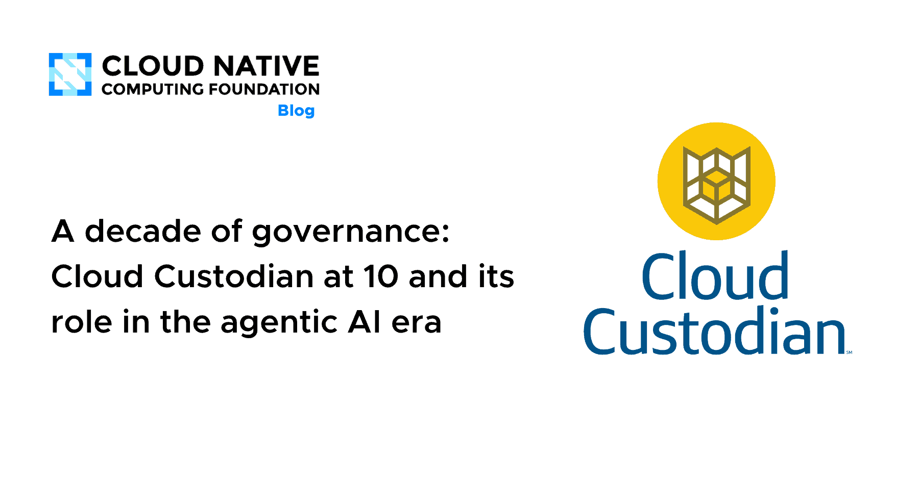 A graphic representing Cloud Custodian's logo with elements of cloud infrastructure and AI nodes.